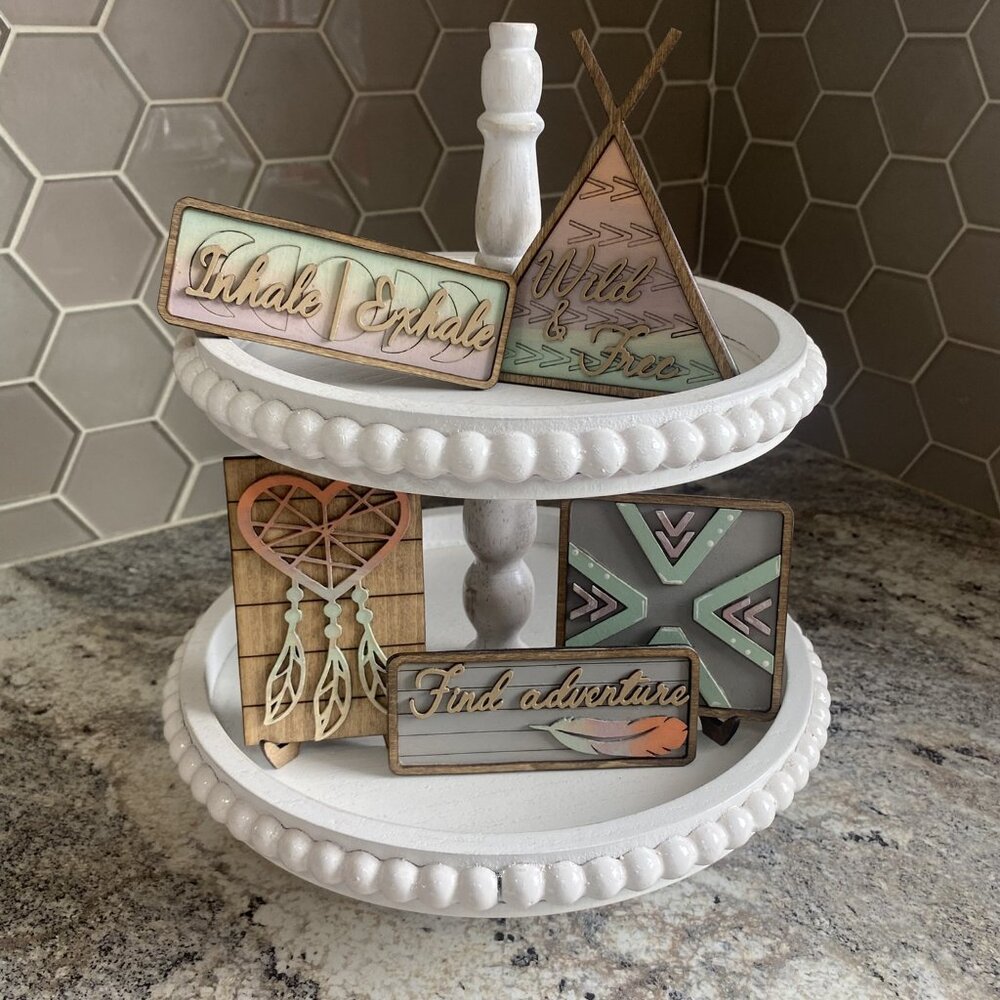 Tiered Tray Decor - Wild & Free - Yoga